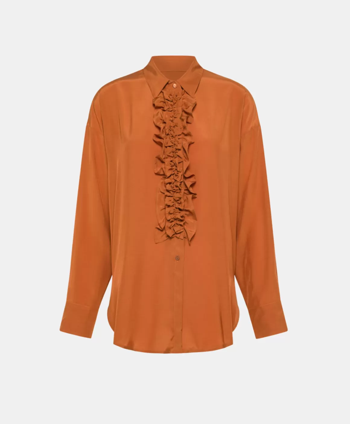 CHEMISIER BILANCIA EN RAYONNE LÉGÈRE UNIE - ORANGE ÉRABLE*Momoni Online