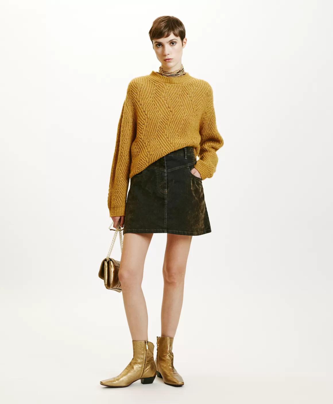 JUPE TEMPURA EN DENIM FLOCK - VERT MILITAIRE*Momoni Online
