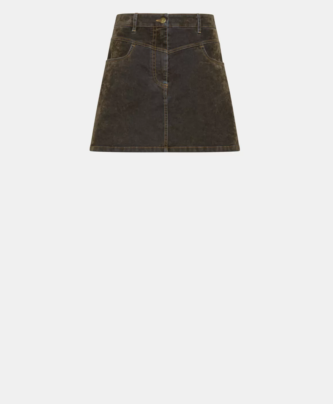 JUPE TEMPURA EN DENIM FLOCK - VERT MILITAIRE*Momoni Online
