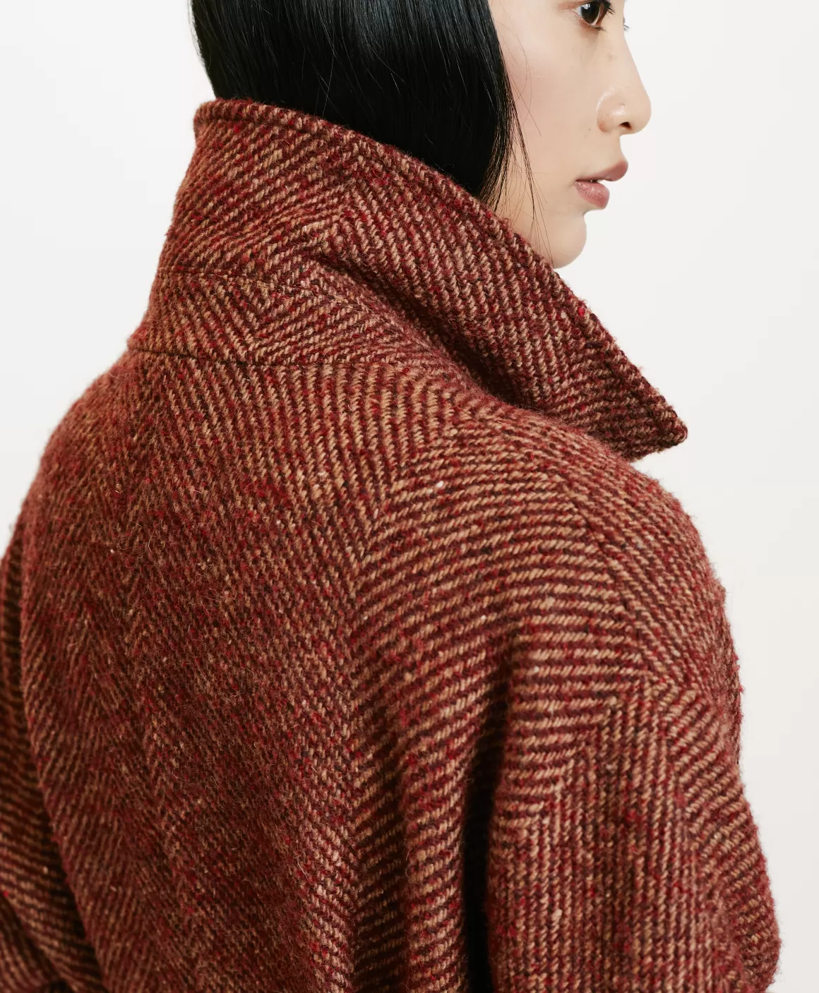 MANTEAU SAYURI EN CHEVRON BICOLORE - BORDEAUX MULTICOLORE*Momoni Outlet