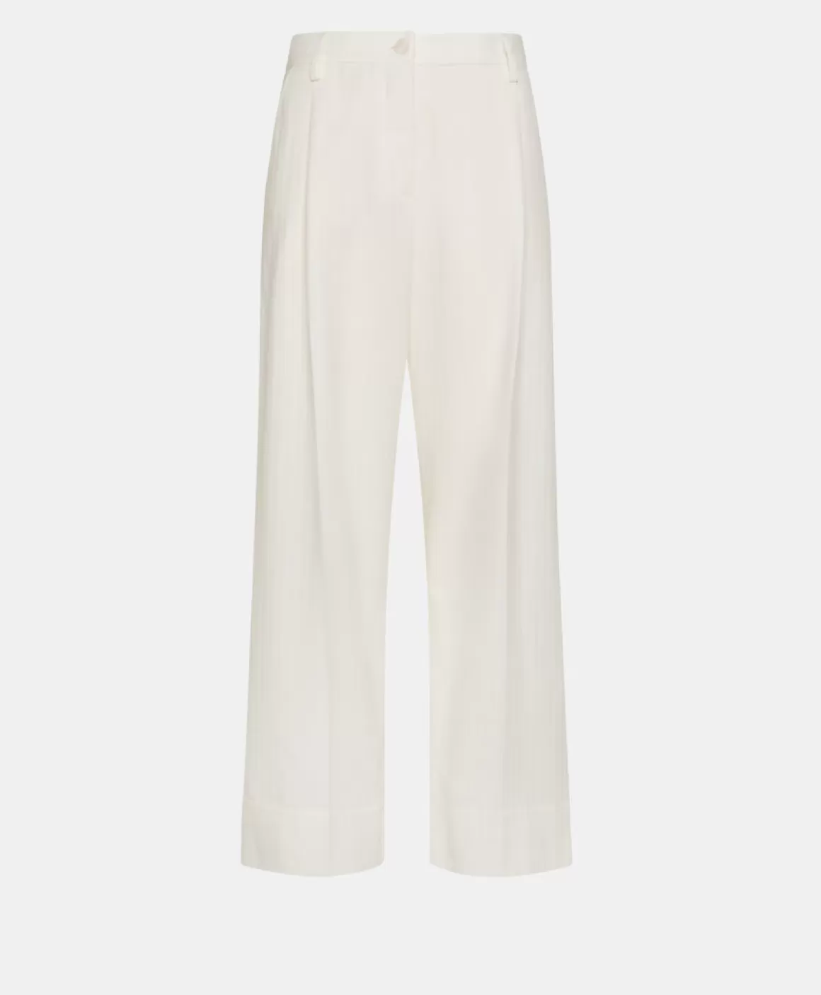 PANTALON GRECALE BIS EN CHEVRON COTON LAINE - CRÈME*Momoni Flash Sale