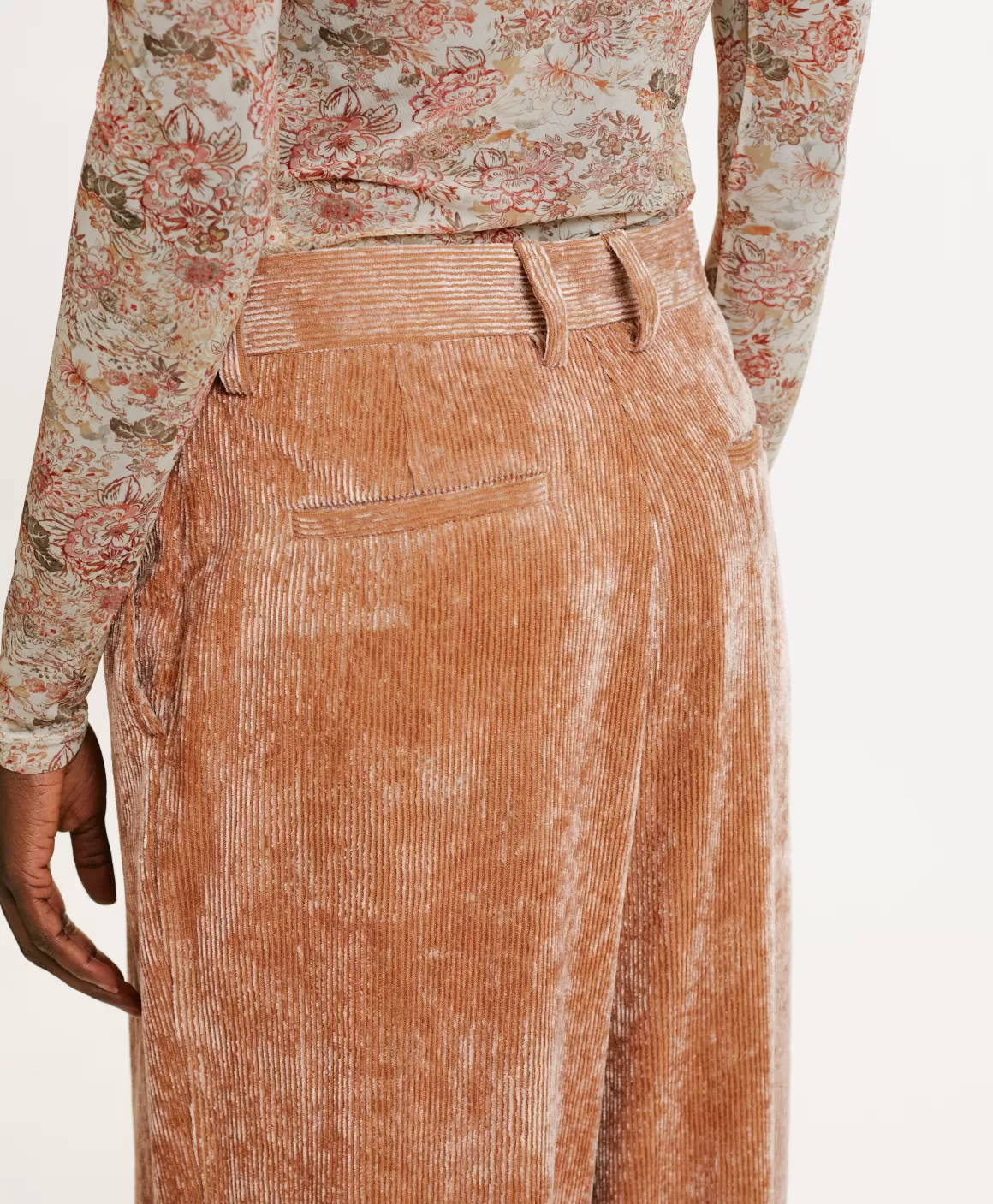 PANTALON KYOTO EN VELOURS STRETCH BICOLORE - *Momoni Clearance