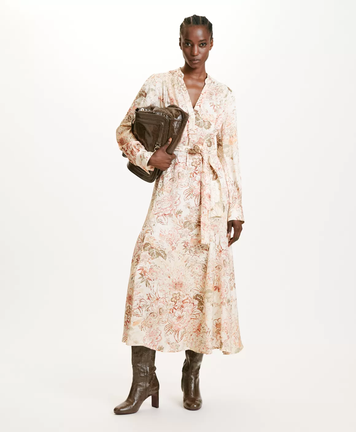 ROBE MIWA EN VISCOSE JACQUARD IMPRIMÉE - MULTICOLORE ROSE*Momoni Store