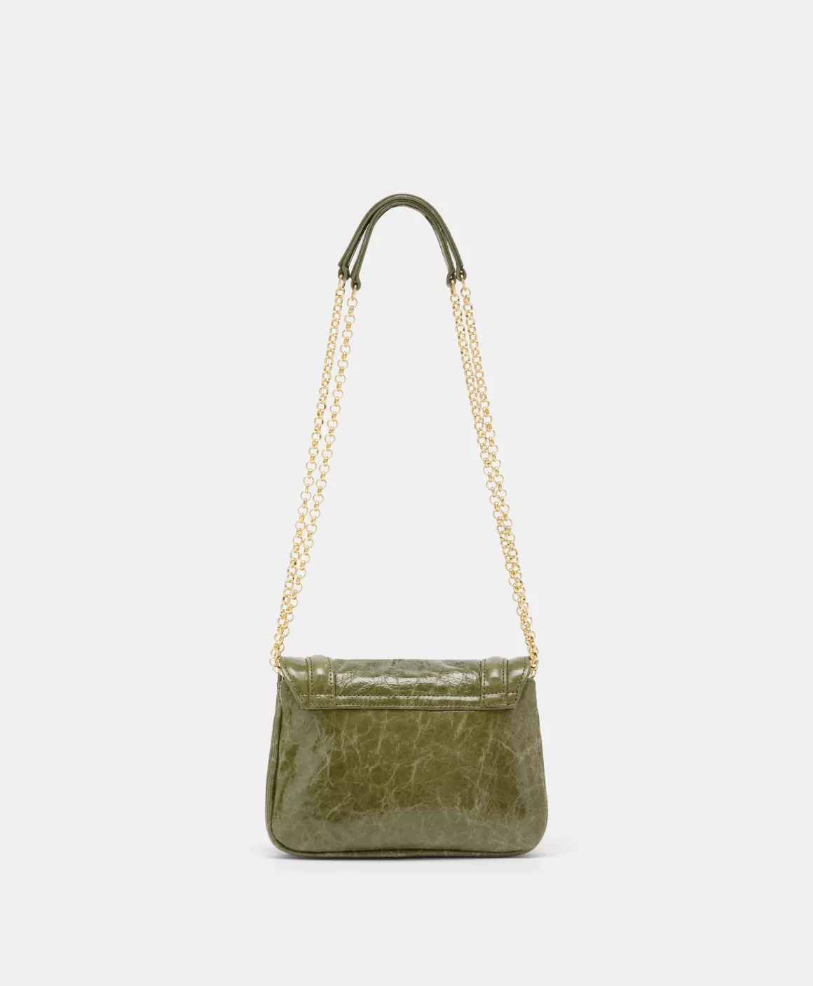 SAC MIMI' FLORE EN CUIR NAPLAK - VERT OLIVE*Momoni New