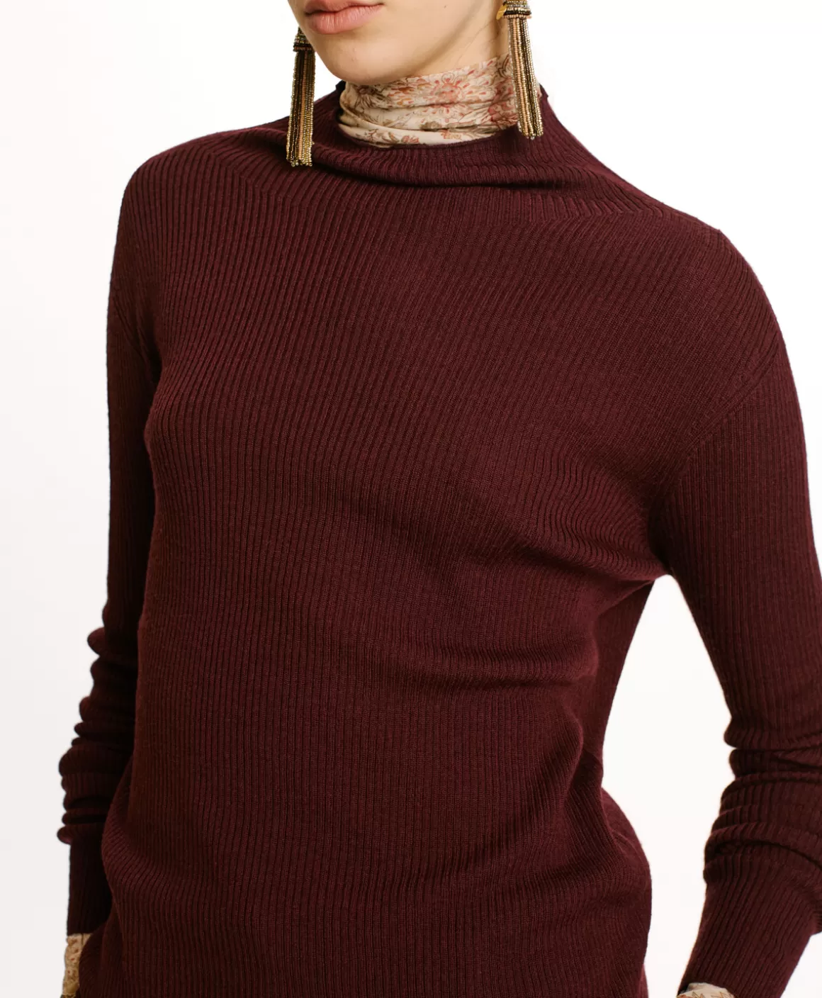 TRICOT TORA EN LAINE MÉRINOS - MOÛT DE RAISIN*Momoni Hot