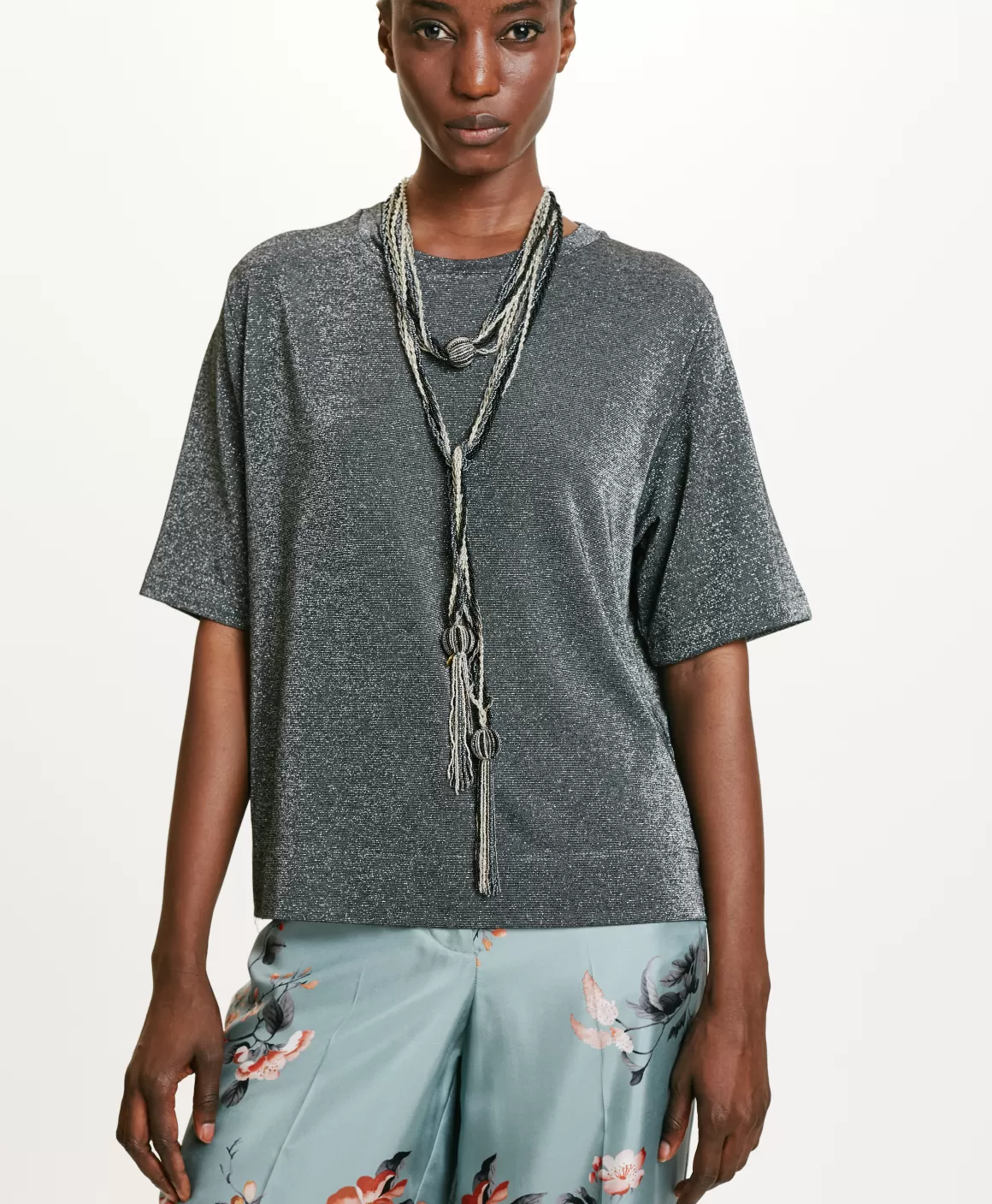 TSHIRT IORA EN JERSEY LUREX - GRIS FONCÉ*Momoni Shop
