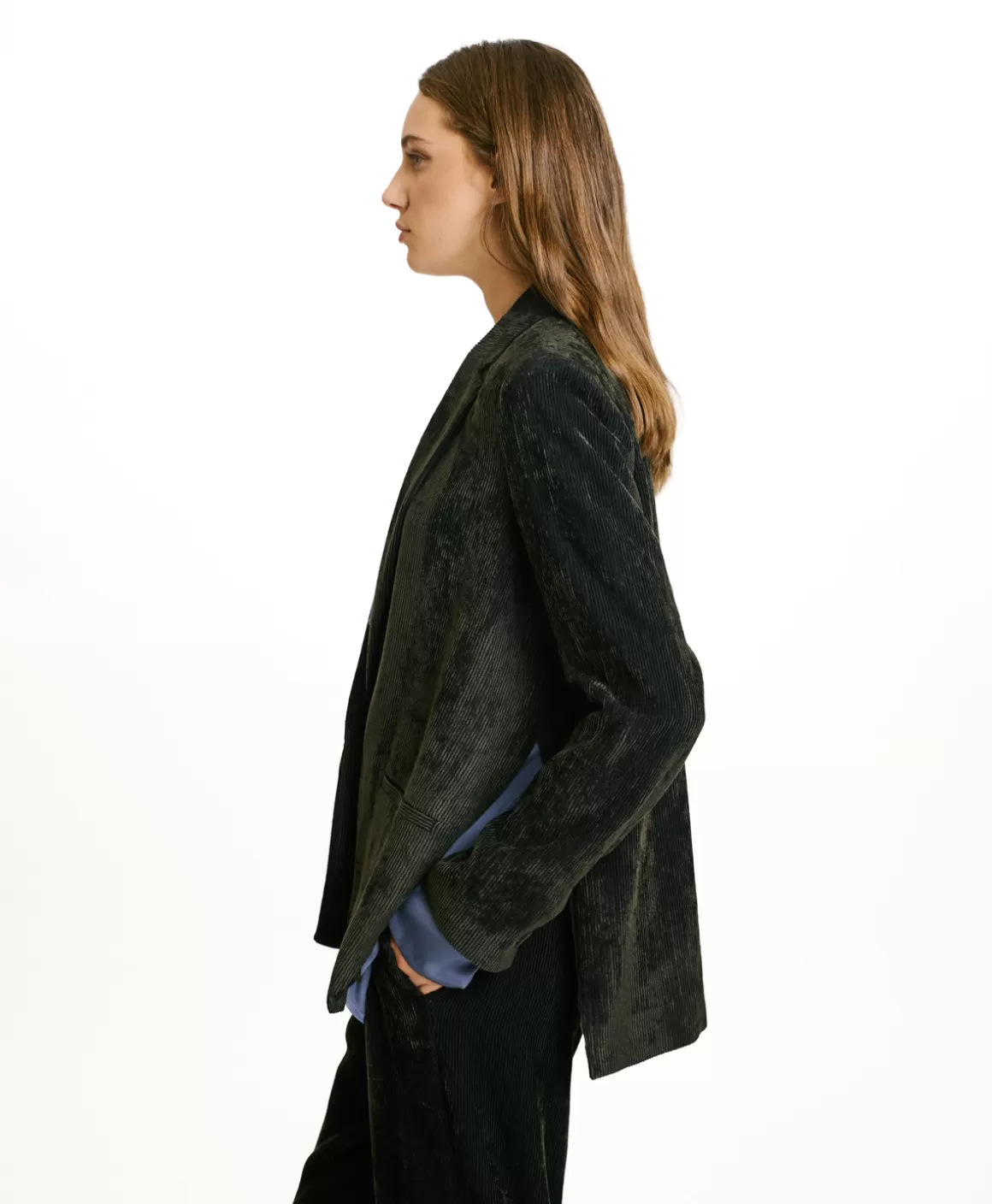 VESTE HINATA EN VELOURS STRETCH BICOLORE - GRIS CHARBON*Momoni Fashion