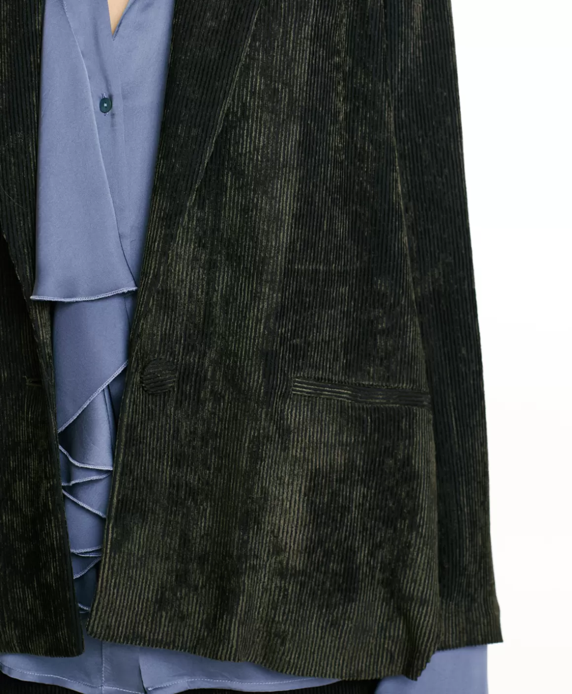 VESTE HINATA EN VELOURS STRETCH BICOLORE - GRIS CHARBON*Momoni Fashion